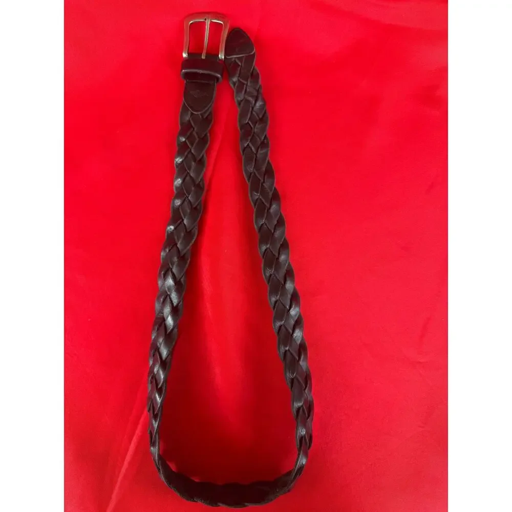 Dockers Genuine Leather Adjustable Black Braided Belt Size M